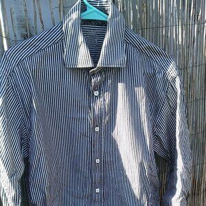 English Laundry Men's Black & White Striped Button Down - 15 1/2 - 32/33